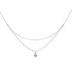 Collier pendentif trèfle à quatre feuilles superposé Dylam en zircone 5A, plaqué or 18 carats rhodié, long collier délicat à superposer pour femme - Product Image 1