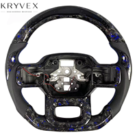 Volant personnalisé en cuir brillant et fibre de carbone Kryvex pour F-150 Raptor R XL XLT Shelby 2021-2025 |   Affichage LED du régime moteur chauffé