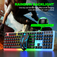 LIMEIDE GTX350 Wired Gaming Keyboard Mouse Set Spherical Keycaps Rainbow Backlit 104 Keys for PC Laptop Office