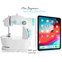Kit de machine à coudre électrique portable mini pour débutants, cadeau pour enfants avec guide, table d'extension, échantillons de tissus