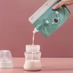 Hochwertige Bpa frei Großhandel Stand Up Muttermilch Aufbewahrung tasche mit Löffel
