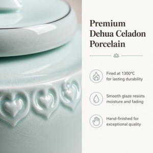 Urn Keramik Mewah Modern Bentuk Tetesan Air untuk Abu Hewan Peliharaan, Cetakan Jejak Kaki, Kenang-kenangan Memorial, Grosir OEM ODM Logo Kustom Langsung dari Pabrik - Product Image 3