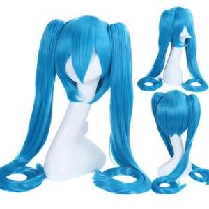 Nouvelle Arrivée Ainizi Perruques en Fibre Haute Température Rose Net Longues à Double Griffe Bleu <span class=keywords><strong>Miku</strong></span> <span class=keywords><strong>Cosplay</strong></span> Densité 180% pour Fêtes d'Halloween - Product Image 1