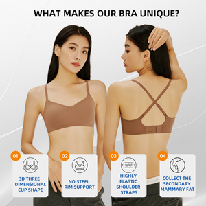 Bretelles réglables soutiens-gorge encolure dégagée en forme de sous-vêtements soutiens-gorge sans fil respirant femmes intime fermeture au dos soutien-gorge - Product Image 2