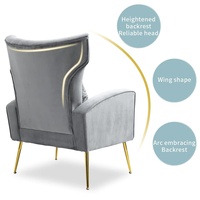 Ensemble de meubles canapé chaise à oreilles à dossier haut pour chambre salle de lecture Support ergonomique velours tissu chaise de loisirs fauteuil gris