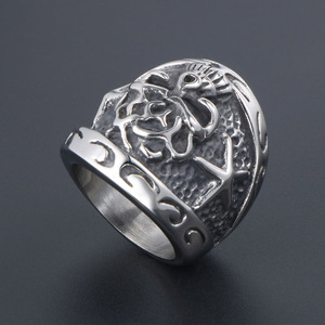 Zhanslangji's Wolf Warrior Chronicles Skull Rose Starfish <b>Titanium</b> Steel <b>Ring</b> Men's Fashion Jewelry SA799 - Product Image 2