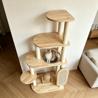Nouvel Arbre à Chat Haut de Gamme en Bois Massif, Multi-Niveaux, avec Plateformes de Saut et Poteau à Gratter en Sisal et Carton de Jute