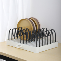 Égouttoir à vaisselle en plastique avec plateau de drainage, support de comptoir pour assiettes, organisateur pour la cuisine, égouttoir à assiettes et bols, rangement