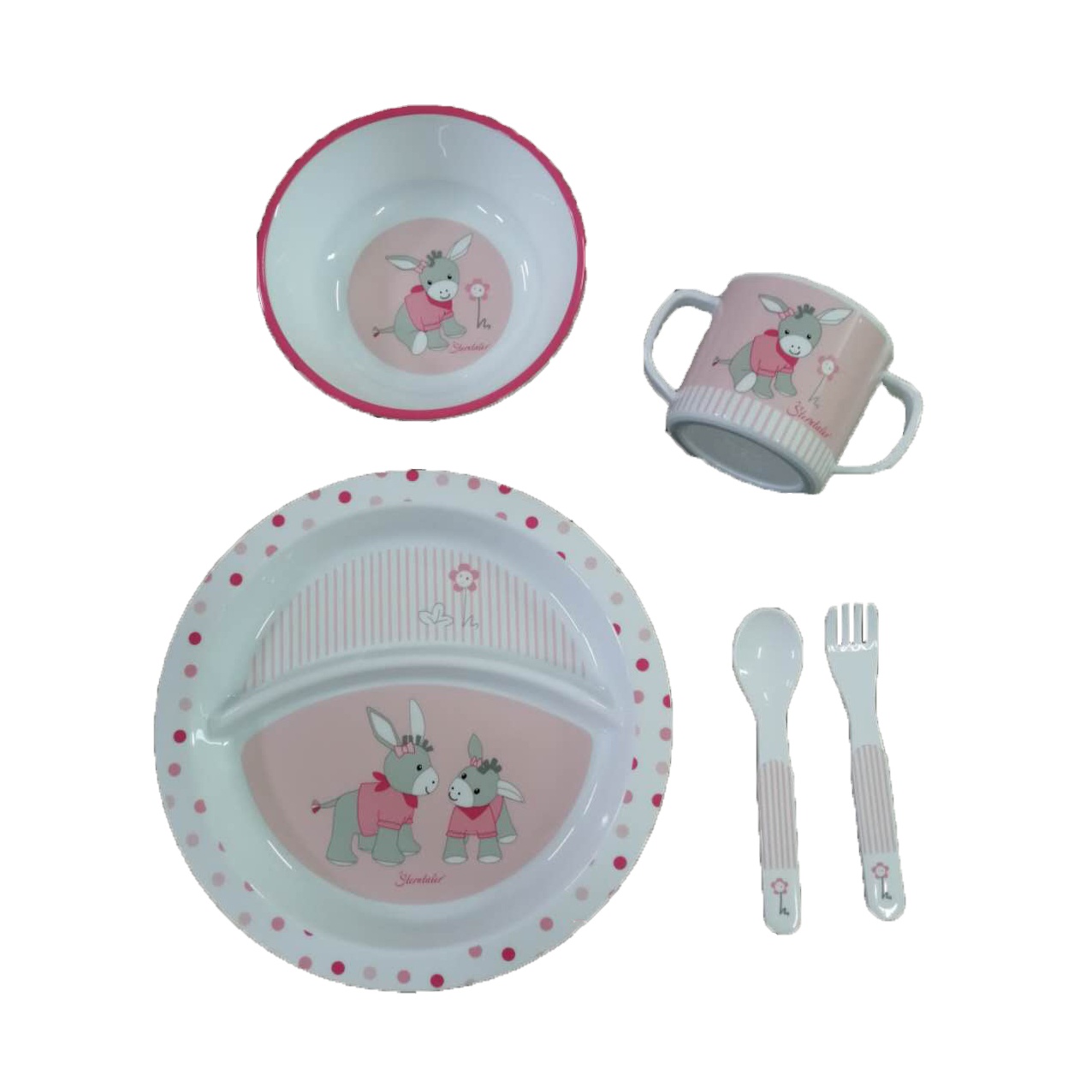 Детские столовые наборы из пищевого полипропилена с животным рисунком, посуда для 1 ребенка, домашняя посуда