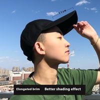 Sans quantité minimale de commande Chapeaux avec logo personnalisé Chapeau de soleil d'été de style coréen Bec de canard étendu Protection UV Casquette de baseball noire imperméable