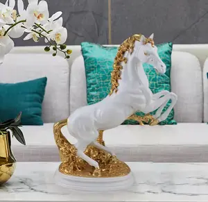 Customized Cheap Price Figure Horse Sculpture Gold Resin Crafts For Home Decoration