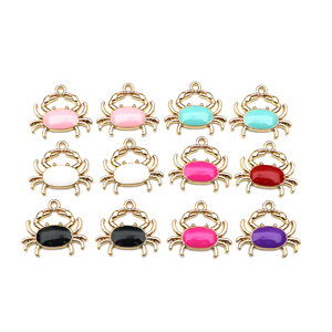 <b>Crab</b> Charm Pendant Zinc Alloy Bezel Setting Animal Shape Unisex Jewelry Accessory DIY Bracelet Keychain Phone Charm - Product Image 3