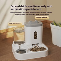 Distributeur automatique de nourriture pour chats et chiens écologique à motif solide comprenant une fontaine à eau et un bol de rangement en plastique pour animaux de compagnie