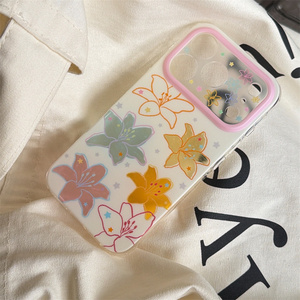 Coque de protection élégante pour iPhone 17 16 15 Pro <span class=keywords><strong>Max</strong></span> avec lanière, motif Lys coloré dessiné à la main et Cœur d'amour - Product Image 6