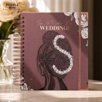 Agenda de Bodas Personalizada con Cubierta de Papel, Espiral Doble, 2026-2027, con Separadores y Banda Elástica