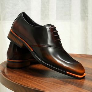 New Luxury Men's Leather Square-Toe Formal <b>Shoes</b> Wedding Oxford Style Shiny Business <b>Shoes</b> with <b>Height</b> <b>Increasing</b> - Product Image 5