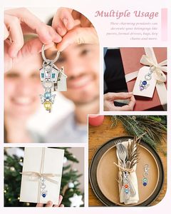 Lote de Llaveros de Regalo con Etiquetas de Agradecimiento y Bolsas de Organza, Recuerdos <span class=keywords><strong>para</strong></span> Invitados de Bodas, Baby Showers, Navidad, Bautizos y Comuniones - Product Image 5