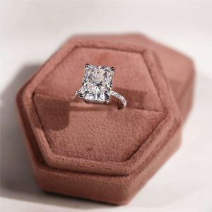 10kt oro sólido Moissanite Radiant Cut Pave Set Anillos de Compromiso de boda para mujeres - Product Image 1