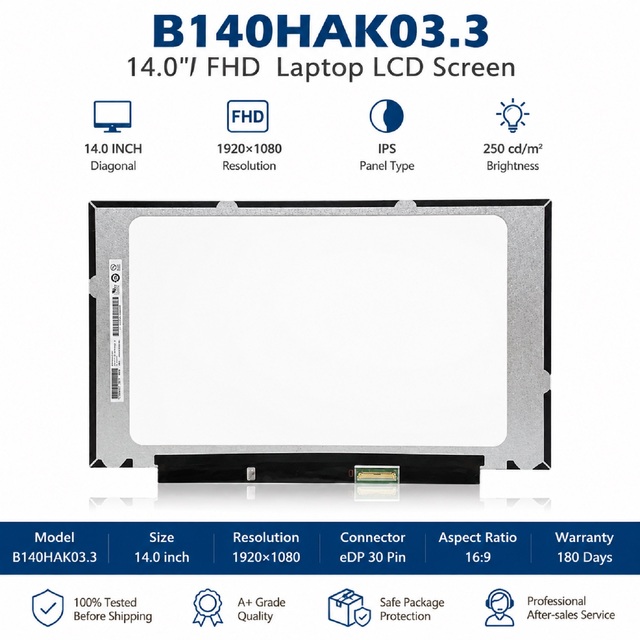 B140HAK03.3 14.0 Inch Slim FHD IPS 40Pin Laptop Touch Screen for Dell 3410