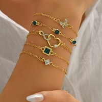 Ensemble de bracelets joncs tendance en alliage de zinc plaqué argent avec breloques géométriques pour femme, motifs feuilles, cœur, flèche, bracelets ouverts, bijoux