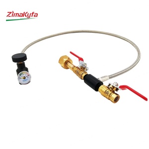 CO2 Refill <b>Charging</b> <b>Adapter</b> with 24" Stainless Steel Braided Air Hose for W21.8 Carbon Dioxide Tank Filling G1/2 2000PSI - Product Image 1