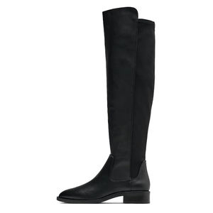 Bottes longues à talon bloc de 4cm pour femmes, bottes extensibles épissées pour femmes - Product Image 1