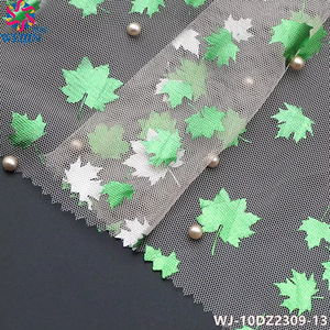 Nuovo 100% personalizzato in poliestere foglia d'acero perline Tulle tessuto a maglia a maglia tessuto di Base di tessuto abbigliamento Casual abito Casual - Product Image 3