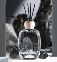 Botol Diffuser Kaca Oval Estetik Nordik 100ml 120ml, Botol Parfum Minimalis Alas Berat dengan Tutup Kayu Alami Grosir
