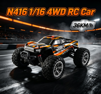 HOSHI 2x Batterie N416 Voiture RC 1/16 Haute Vitesse 4x4 36KM/H Camion Monstre Électrique Supersonique Véhicule Tout-Terrain Matel Cars Expert