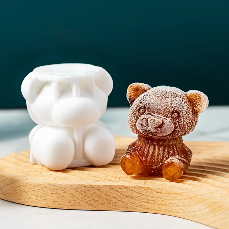 Bären form Form 3D Eiswürfel bereiter für Kaffee Milch Tee Süßigkeiten Gummi Fondant Kuchen Backen Cupcake Topper Dekoration Eis formen