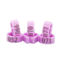 Bague numérique pour pigeon, 8 mm, plastique écologique, lot de 100 pièces en boîte, numéro de série 001-100, violet, pour pigeons de course, fournitures pour oiseaux