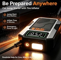 Démarreur de voiture 2 en 1 12V, booster de batterie, batterie externe, gonfleur de pneus, lumière LED, secours d'urgence