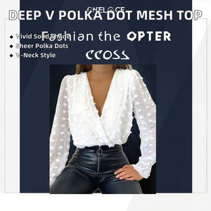 Blusa de Mujer Blanca de Gasa con Cuello en V, Manga Larga Abullonada y Pompones, Estilo Bohemio, Top de Primavera/Verano - Product Image 2