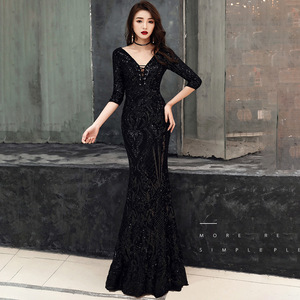 16218# Robe de Soirée Annuelle Sirène à Paillettes Scintillantes Décolleté Plongeant Sexy pour Femme, Ambiance Haut de Gamme - Product Image 3
