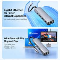 Hub USB 3.0 C 10 en 1 con 4K para Gigabit Ethernet, PD 100W, Lector de Tarjetas SD, Base de Aluminio para MacBook Pro, en Stock