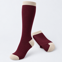 Chaussettes de compression pour mollets en tricot, pour la course, couleur vin avoine, personnalisées, avec ajustement du mollet et de la pointe du pied, en Spandex et Nylon, avec gradation de taille