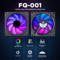 Ventilateur de refroidissement pour PC de jeu avec LED ARGB de 120 mm, boîtier d'ordinateur de bureau, interface 12 V CC 4 broches, hauteur de 25 mm, dissipateur thermique en ABS, roulement à billes