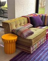 Canapé Modulable de Salon de Luxe Minimaliste Italien Jupiter France, Tissu Coloré, Canapé au Sol Pièce par Pièce