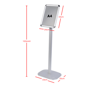 Expositor de Suelo A4 o A3 Fijo de 103 cm de Altura con Marco de Aluminio Plateado y Base de Acero para Uso en Interiores - Product Image 5