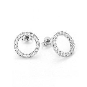 Orecchini in Oro Bianco con Diamanti Taglio Brillante Rotondo Colore G Naturali per Uso Quotidiano Stile Classico da Donna - Product Image 1