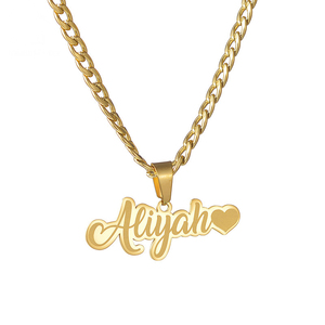 Unionen 2032 personnalisé en acier inoxydable collier lien nom personnalisé découpé au laser pendentif plaqué or cadeau de mode pour femmes hommes - Product Image 1