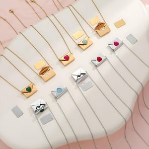 Collana Personalizzata in Pietra Naturale con Incisione in Oro, Ciondolo a Busta in Acciaio Inossidabile, Collana con Logo e <span class=keywords><strong>Nome</strong></span> Personalizzati per Regali - Product Image 2