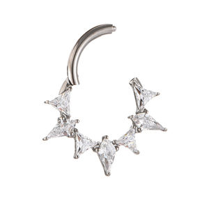Fuxuan corpo <span class=keywords><strong>Piercing</strong></span> in titanio gioielli <span class=keywords><strong>anello</strong></span> di segmento incernierato con triangolo CZ lastricato clicker naso <span class=keywords><strong>anello</strong></span> elica orecchino - Product Image 4