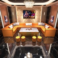 Canapés KTV modernes et luxueux personnalisés avec cabine de bar, canapés club en cuir haut de gamme et ensembles de table basse
