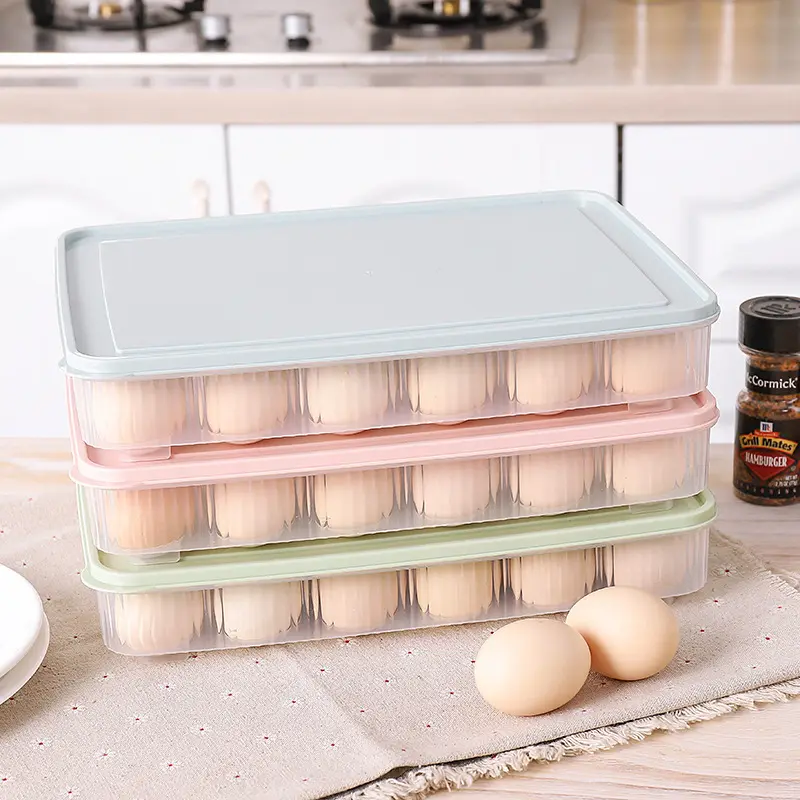 24 Grids High Quality Stackable Plastic Egg Tray Holder with Lid Plastic Containers For Food