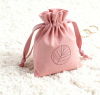 Gros Logo Personnalisé Grande Pochette De Luxe Soie Coton Mélange Rose Couleur Sac Cadeau pour Emballage De Marque Événement D'entreprise