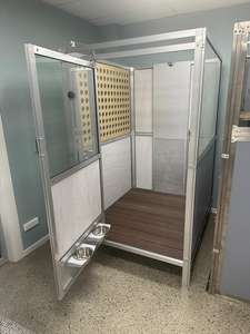 Lüks Paslanmaz Çelik / HDPE Cam Kapılı Köpek Kulübeleri Koşu Alanları Süitleri Evcil Hayvanlar'a Ziyaret Edin Köpek Kulübesi - Product Image 4