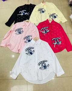 Camicia da <span class=keywords><strong>Donna</strong></span> a Maniche Lunghe in Poliestere/<span class=keywords><strong>Cotone</strong></span> Traspirante, Stile Retrò con Spalle Regolate, Nuova Moda Autunnale, Vendita all'Ingrosso - Product Image 1