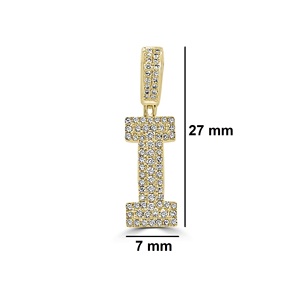 Collier en or blanc 14 carats avec initiales en diamant I Pendentif à breloque de luxe avec lettre universitaire plaquée rhodium - Product Image 6