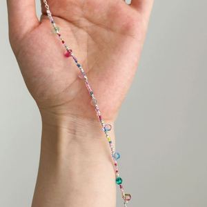 Dylam Trending Design Rhodium Plated 925 Sterling Silver Beaded <b>Rainbow</b> Colorful Circle Crystal Bangles <b>Bracelets</b> for Women - Product Image 4